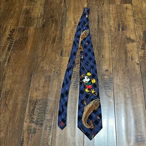 Vintage Walt Disney Mickey Mouse Fishing Tie 100% Silk